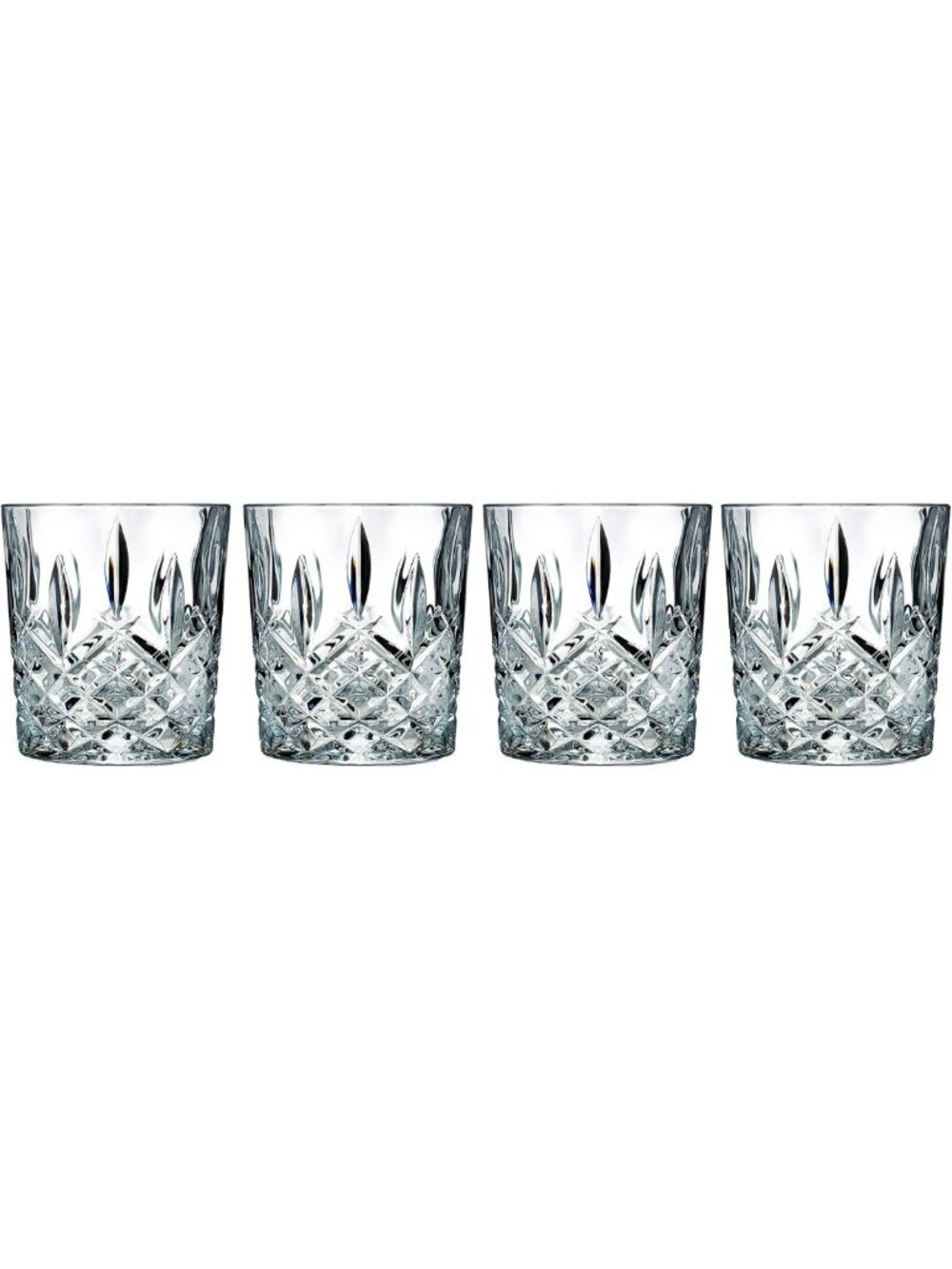 Elegant Double Old Fashion Glasses Set of 4, 11 oz - Clear Crystal Drinkware